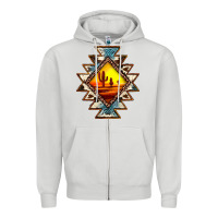 Cowhide Leopard Sunset Aztec Zipper Hoodie | Teevron
