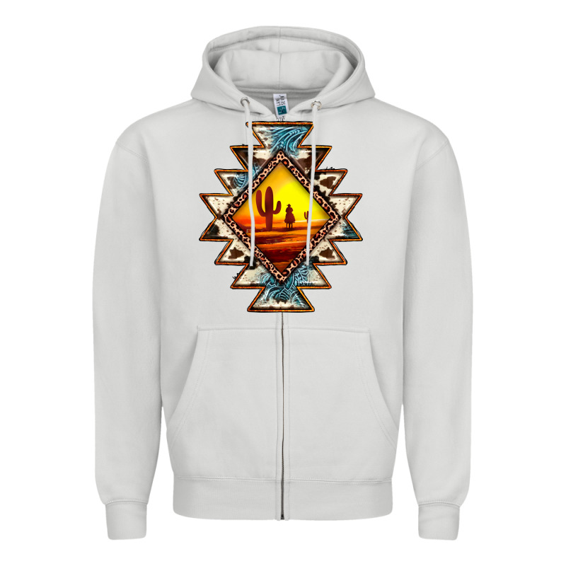 Cowhide Leopard Sunset Aztec Zipper Hoodie by JahusDesignShop | Teevron