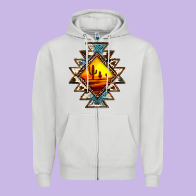 Cowhide Leopard Sunset Aztec Zipper Hoodie Designed By Jahusdesignshop