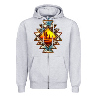 Heather Grey cowhide leopard sunset aztec Zipper Hoodie - JahusDesignShop