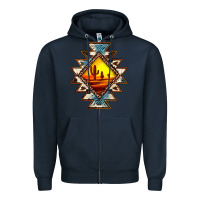 Navy cowhide leopard sunset aztec Zipper Hoodie - JahusDesignShop