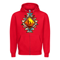 Red cowhide leopard sunset aztec Zipper Hoodie - JahusDesignShop