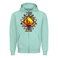 Seafoam cowhide leopard sunset aztec Zipper Hoodie - JahusDesignShop