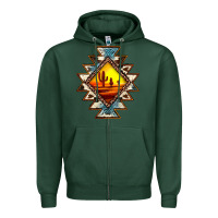 Sports Green cowhide leopard sunset aztec Zipper Hoodie - JahusDesignShop