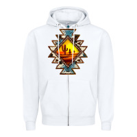 White cowhide leopard sunset aztec Zipper Hoodie - JahusDesignShop