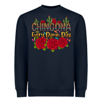 Navy Chingona every damn day Heavyweight Sweatshirt - RanaPortraitStore