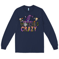 Navy Witches Be Crazy Long Sleeve Tee - CowhideDigitalArt