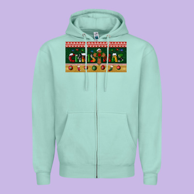 Christmas With Cross License Plate Zipper Hoodie Designed By Bundleandbundleshop