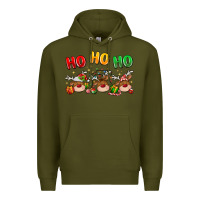 Army Green ho ho ho reindeer Premium Hoodie - MaliasSmallBusiness