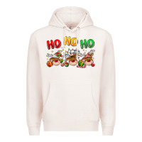 Pale Pink ho ho ho reindeer Premium Hoodie - MaliasSmallBusiness