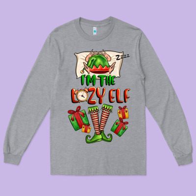 Im The Lazy Elf Long Sleeve Tee Designed By Fadigitalartstudio