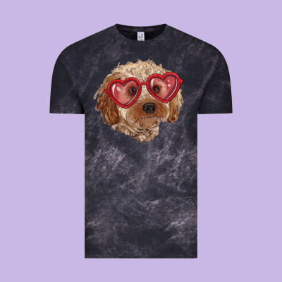 Vintage Tee toy poodle with love glasses