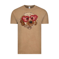 Vintage Coffee toy poodle with love glasses Vintage Tee - RanaPortraitStore