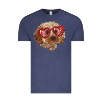 Vintage Denim toy poodle with love glasses Vintage Tee - RanaPortraitStore