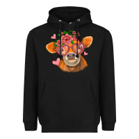 Black valentines day orange cow Heavyweight Hoodie - Jasminsmagicworld
