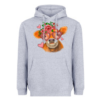 Heather Grey valentines day orange cow Heavyweight Hoodie - Jasminsmagicworld