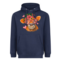 Navy valentines day orange cow Heavyweight Hoodie - Jasminsmagicworld