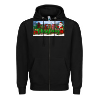 Black merry christmas with santa claus license plate Zipper Hoodie - BundleAndBundleShop