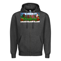 Charcoal Heather merry christmas with santa claus license plate Zipper Hoodie - BundleAndBundleShop