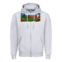 Heather Grey merry christmas with santa claus license plate Zipper Hoodie - BundleAndBundleShop