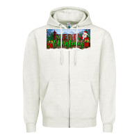 Oatmeal Heather merry christmas with santa claus license plate Zipper Hoodie - BundleAndBundleShop