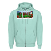Seafoam merry christmas with santa claus license plate Zipper Hoodie - BundleAndBundleShop