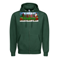 Sports Green merry christmas with santa claus license plate Zipper Hoodie - BundleAndBundleShop