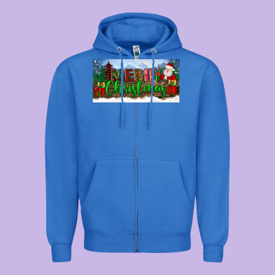 Merry Christmas With Santa Claus License Plate Zipper Hoodie Designed By Bundleandbundleshop