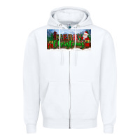 White merry christmas with santa claus license plate Zipper Hoodie - BundleAndBundleShop