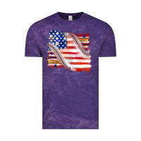 Cloud Purple baseball american flag Vintage Tee - texasbilliewilder