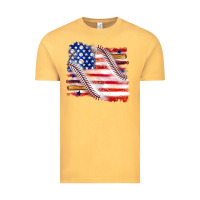 Vintage Mustard baseball american flag Vintage Tee - texasbilliewilder
