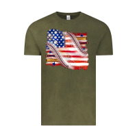 Vintage Olive baseball american flag Vintage Tee - texasbilliewilder