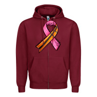 Burgundy breast cancer sport ribbons Zipper Hoodie - AdoDesignShop
