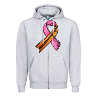 Heather Grey breast cancer sport ribbons Zipper Hoodie - AdoDesignShop