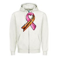 Oatmeal Heather breast cancer sport ribbons Zipper Hoodie - AdoDesignShop