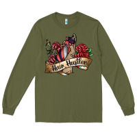 Army Green hair hustler spray Long Sleeve Tee - SublimationCraftShop