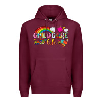 Burgundy childcare life Premium Hoodie - NancyCooperArtShop