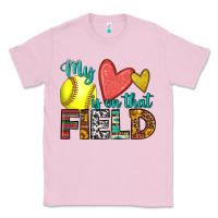 Bubblegum Pink my heart is on that field softball Classic Tee - HRA Design Shop