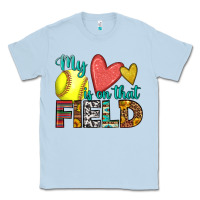Dusty Blue my heart is on that field softball Classic Tee - HRA Design Shop