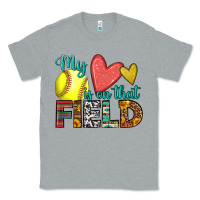 Heather Grey my heart is on that field softball Classic Tee - HRA Design Shop