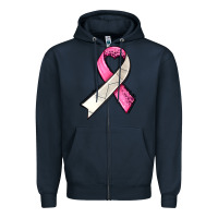 Navy breast cancer sport ribbons Zipper Hoodie - AdoDesignShop