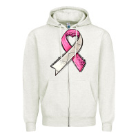 Oatmeal Heather breast cancer sport ribbons Zipper Hoodie - AdoDesignShop