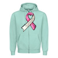 Seafoam breast cancer sport ribbons Zipper Hoodie - AdoDesignShop