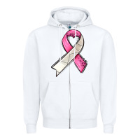 White breast cancer sport ribbons Zipper Hoodie - AdoDesignShop