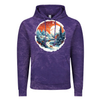 Cloud Purple deer snow house design Vintage Hoodie - Unal Design