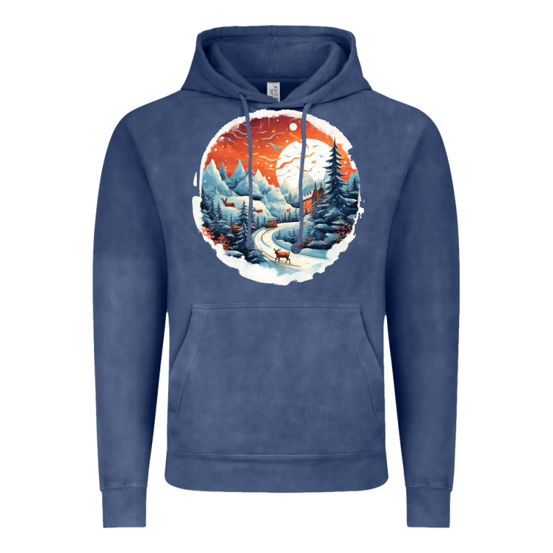 Deer Snow House Design Vintage Hoodie by Unal Design | Teevron