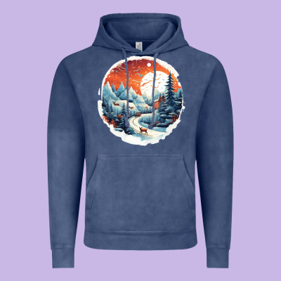 Deer Snow House Design Vintage Hoodie Designed By Unal Design