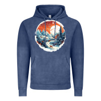Vintage Denim deer snow house design Vintage Hoodie - Unal Design