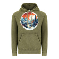 Vintage Olive deer snow house design Vintage Hoodie - Unal Design