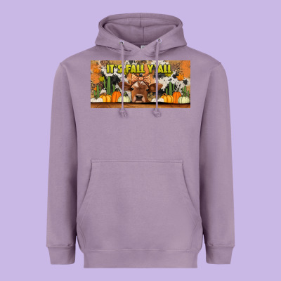 It's Fall Y'all Cow Heavyweight Hoodie Designed By Jasminsmagicworld